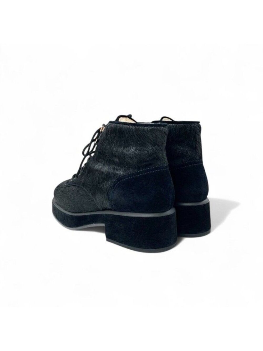 Chanel Boots Short Shoes Haraco Suede Shearling Black Coco Mark Ankle - Picture 4 of 10